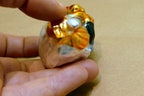 Thomas Pacconi Glass Penguin Christmas Ornament gold Blue w/ a bow