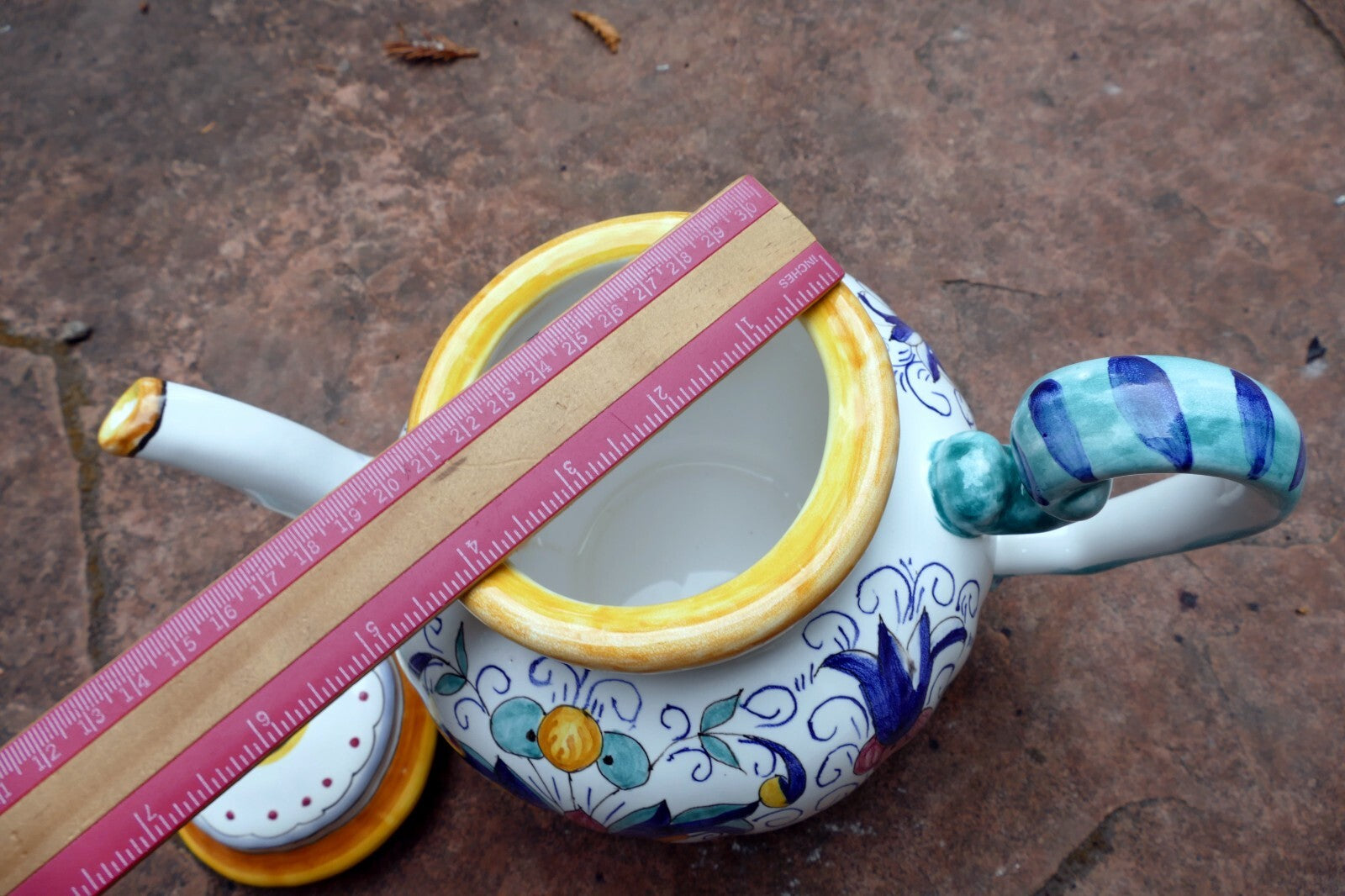 Splendor of Florence Floral Teapot Hand Painted 7” X 11” 7” Holds 5 Cups - Italy