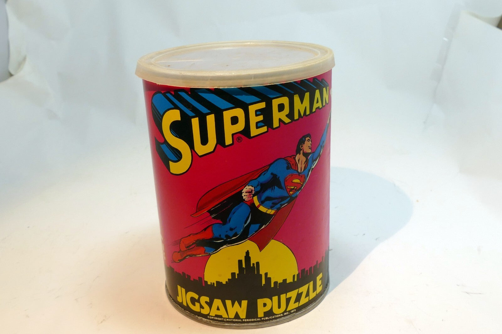 Empty tin container  for  1973 "Superman" Jigsaw Puzzle
