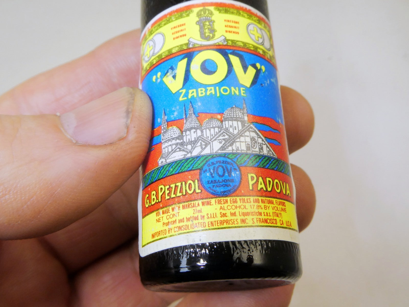 VOV Zabajone Italy 2oz 50ml miniature bottle home decor vintage empty