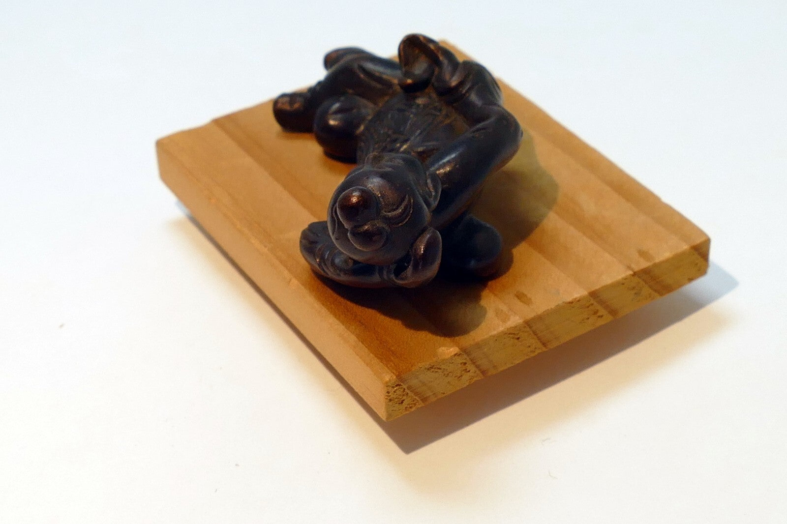 Chinese bronze statue reclining individual scroll weight ming period miniature