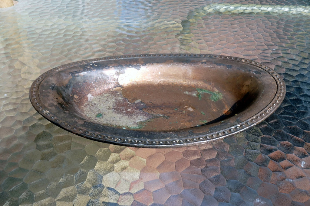 Silverplate 12 x 7 x 1" Oval Recessed Dish/Plate round medium size 