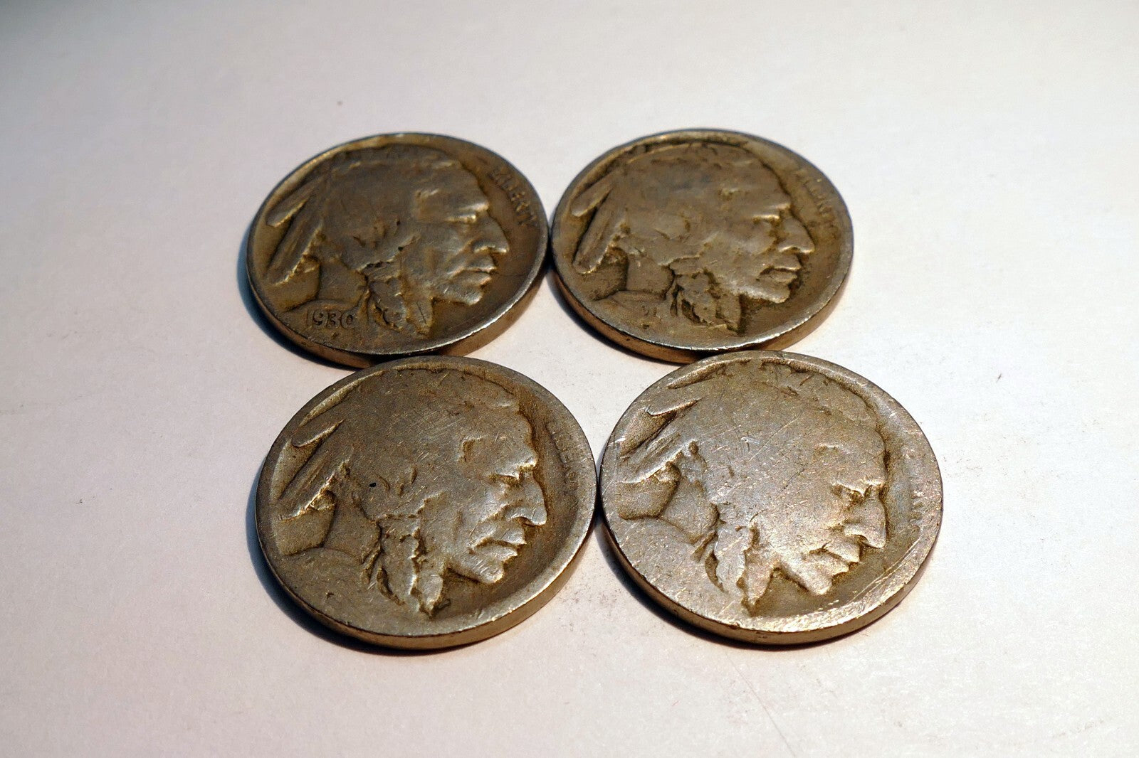 1930 US Buffalo 5c Five Cent Coin Copper Nickel lot of 4 pcs 4X