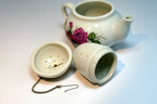 Japanese Porcelain Teapot with Loose Leaf catcher infuser rose floral design