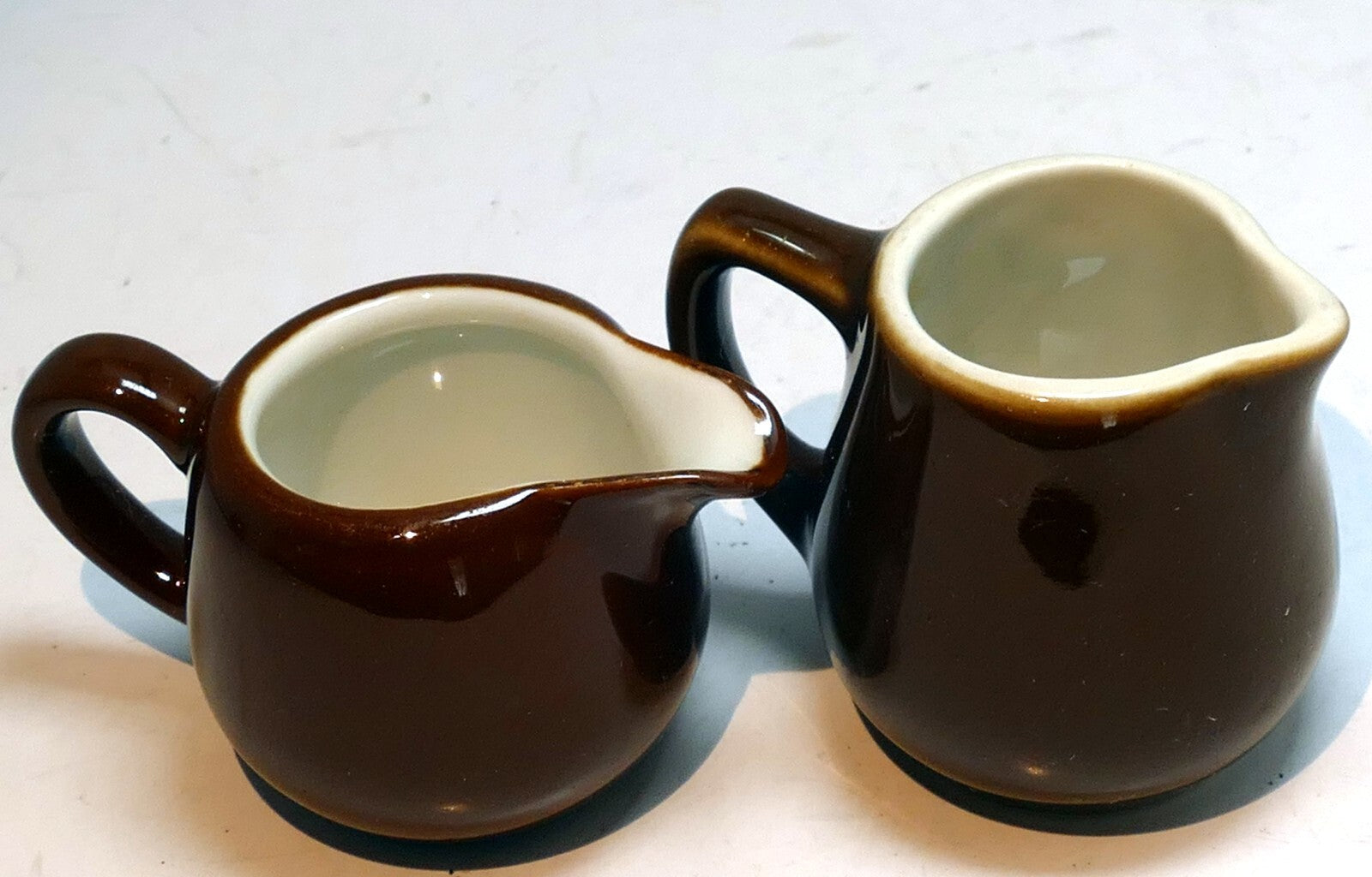 German schonwald miniature 4 cm tall brown milk creamer pitcher set of two