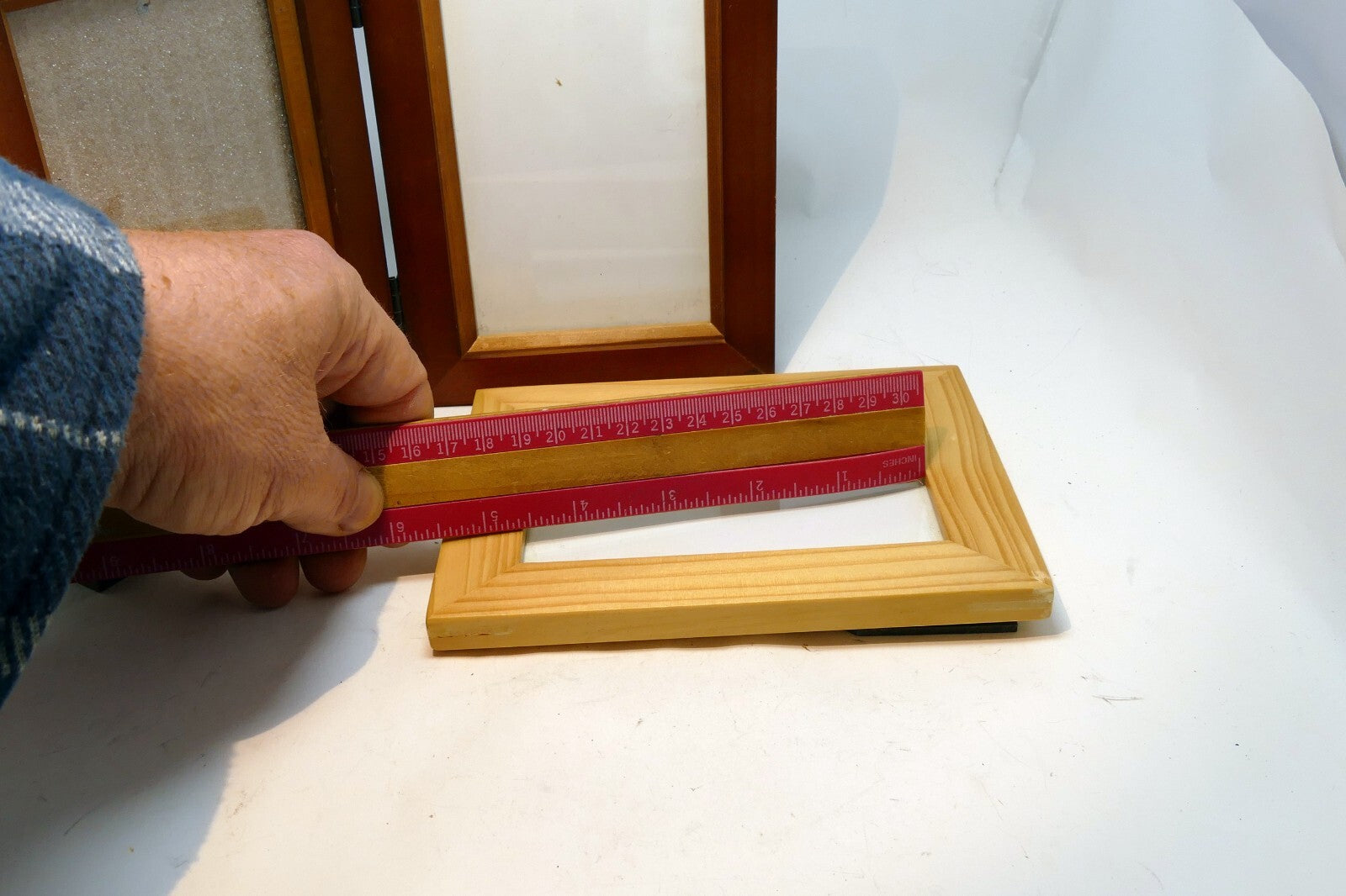 Lot of 2 Pack PICTURE FRAME SOLID WOOD Vertical w/ GLASS 6"x4" 3.4X5"