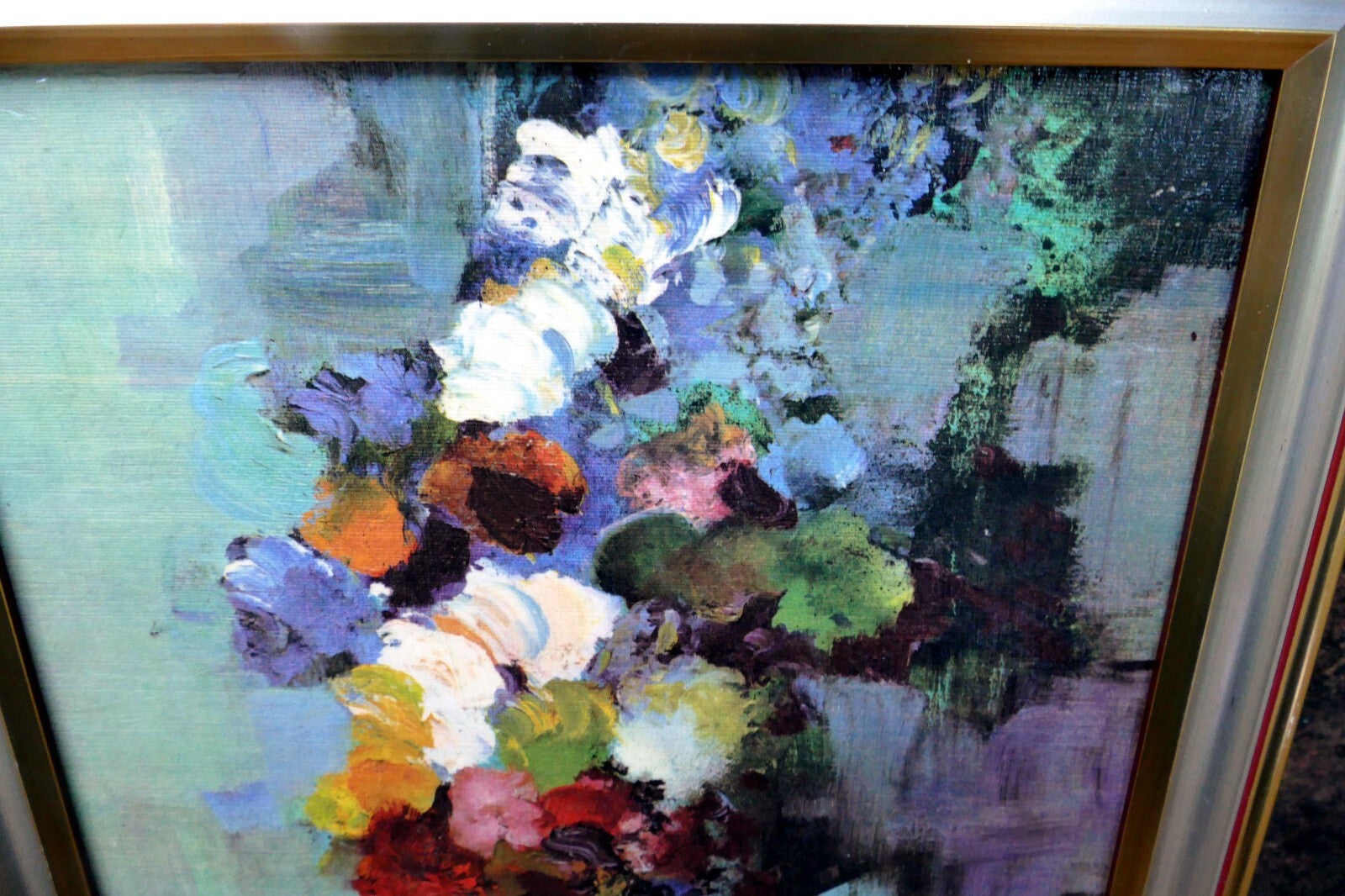 Raymond Thuilier, Baumaniere wall art painting flowers  - Menu Les Baux France