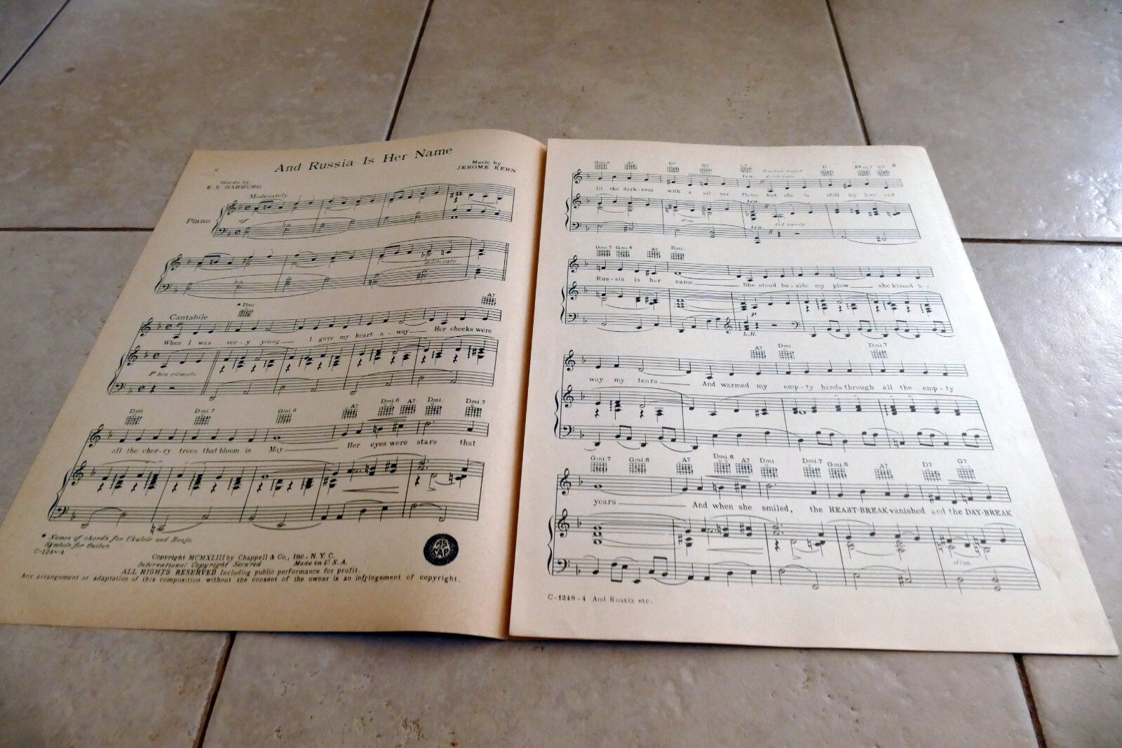 1943 "And Russia Is Her Name" Jerome Kern Sheet Music Red Star Plow WW II Mother