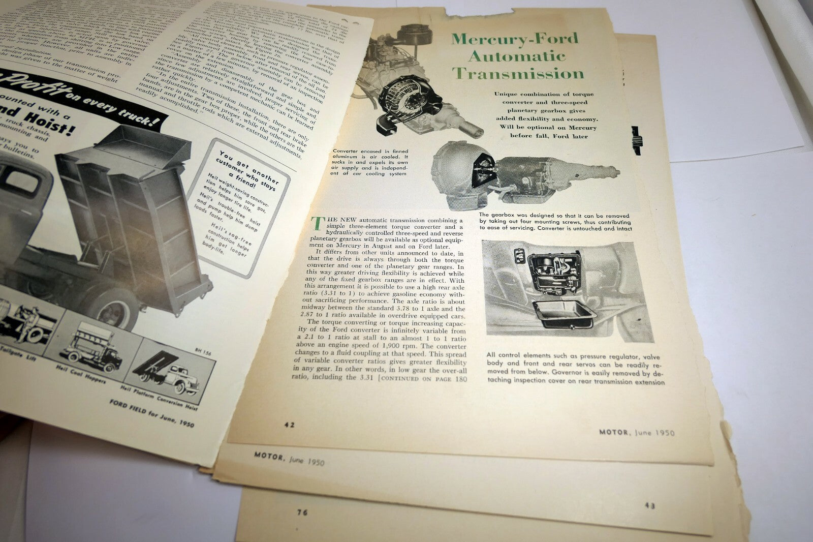 1950 Ford Field Magazine  clippings advertisement AD Automatic Transmission