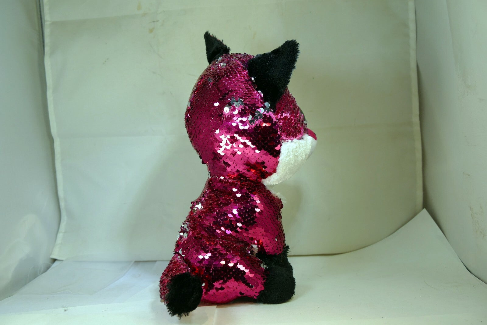 TY Jewel Reversible Sequin Plush Pet Flippy Fox 9" tall Flippables Purple 