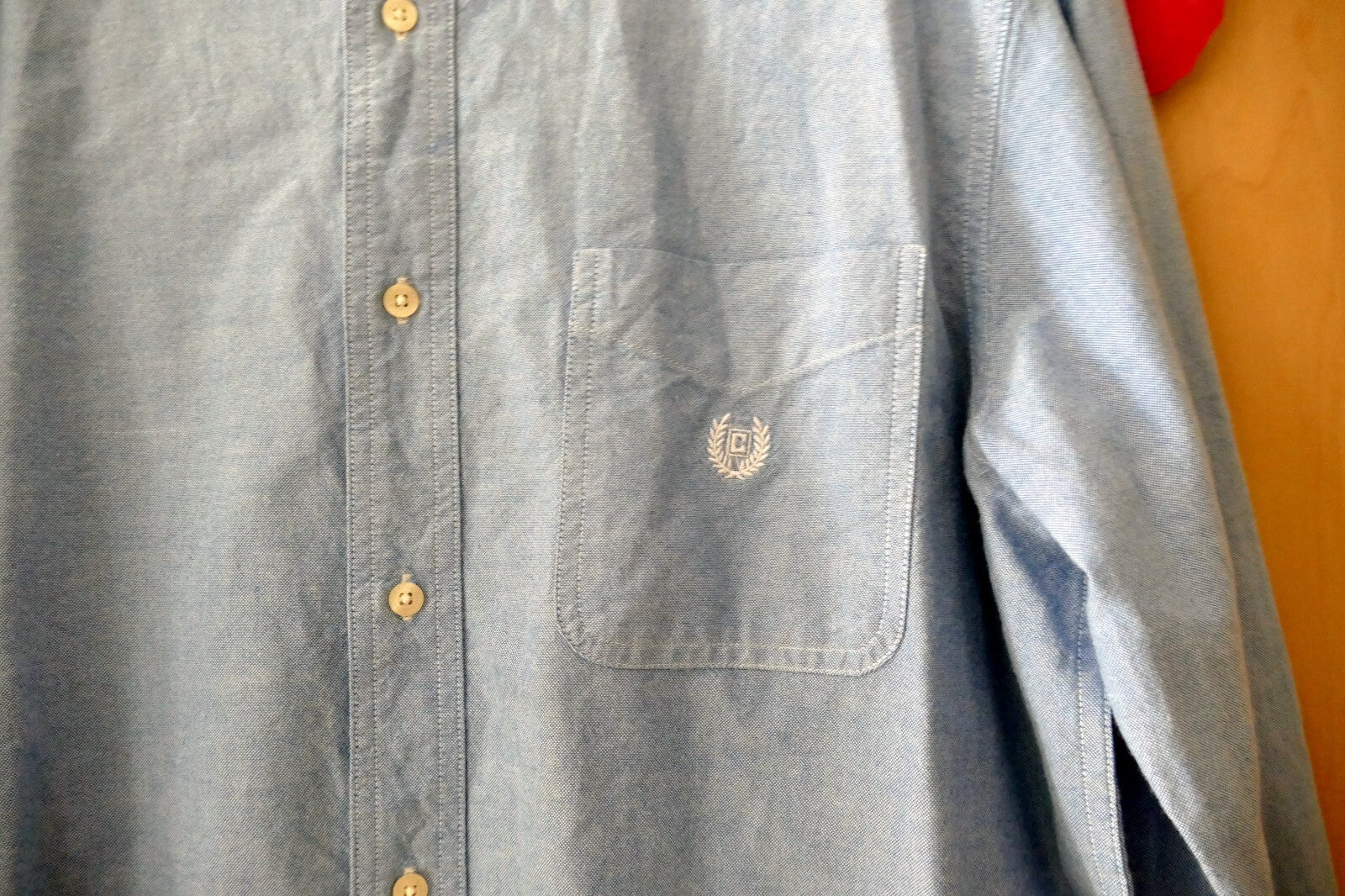 Chaps Denim Jean Shirt Size Large 100% Cotton w/ Crest 90’s- Y2K