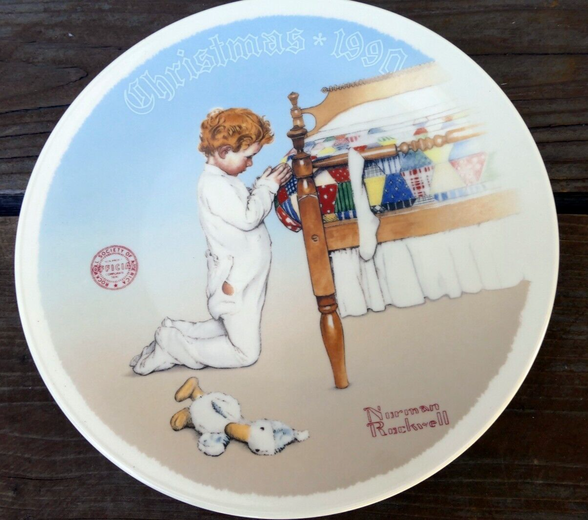 Norman rockwell "a christmas prayer" plate 1990 84 r70 1.17 limited edition