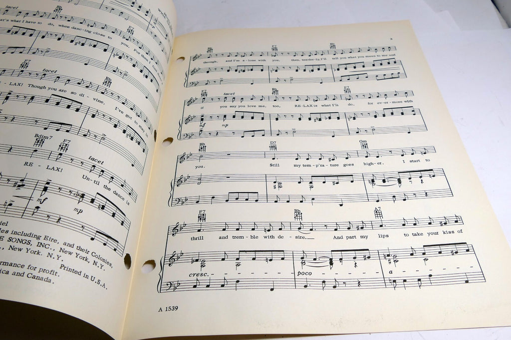 Relax  Dorcas Cochran Wiga Gabriel 1952  Sheet Music