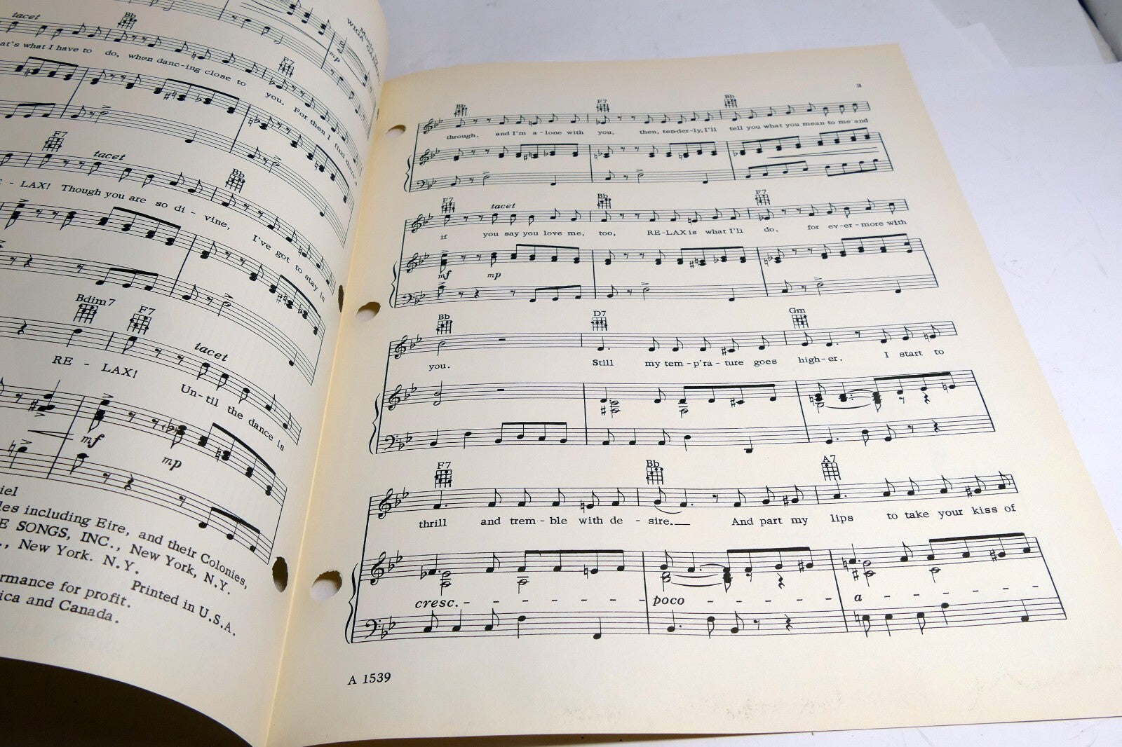 Relax  Dorcas Cochran Wiga Gabriel 1952  Sheet Music