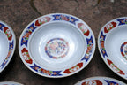 5 TTC China 8" Round SOUP Plate Gold trim TTN1 Red-Blue Floral made in Japan