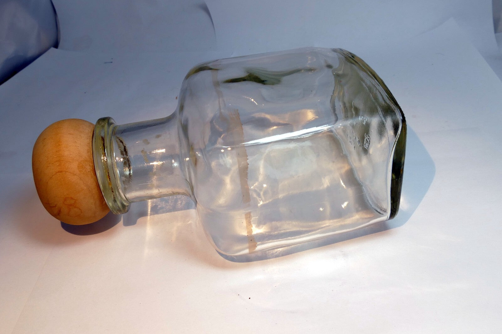 Glass Bottle with Wooden Stopper clear 1 quart