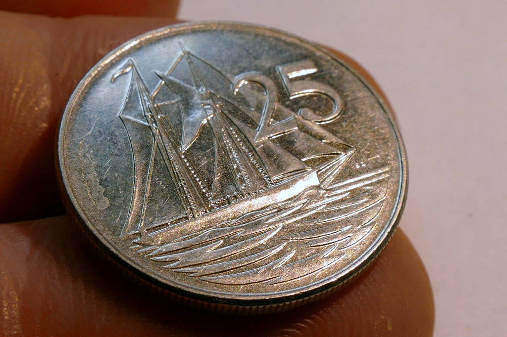 Cayman Islands 1992 25 Cents Nickel Clad Steel Coin Elizabeth II Schooner