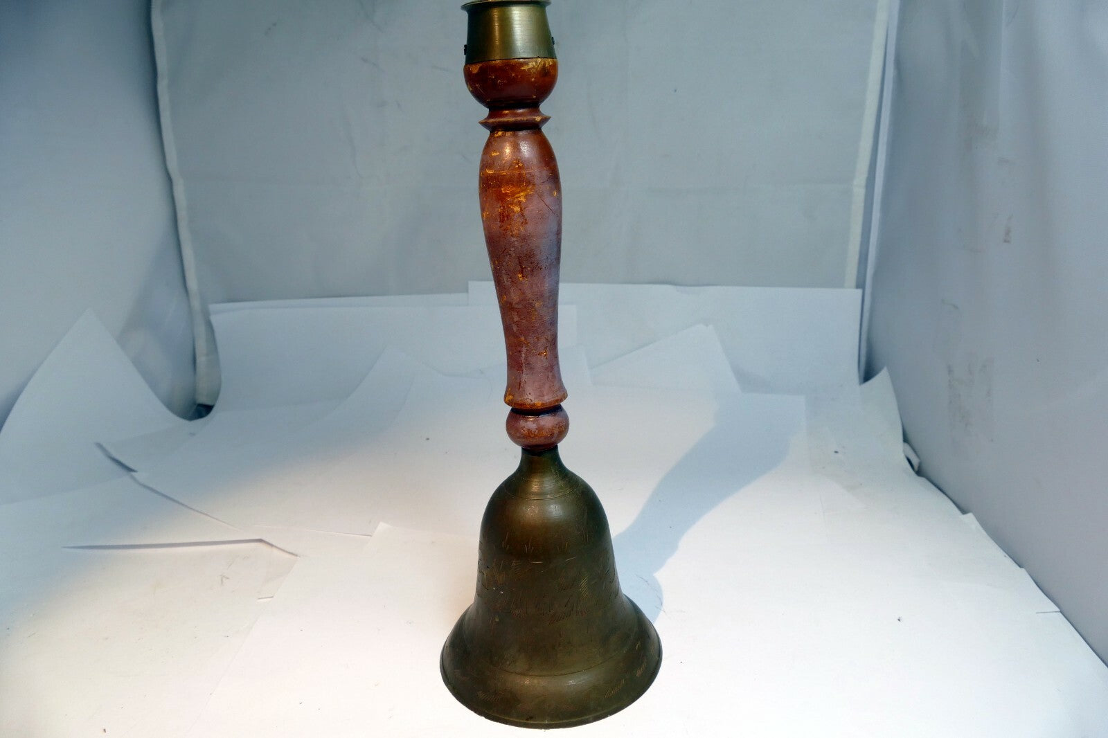 3" Solid Brass  School Diner with wooden handle hand held South Asia