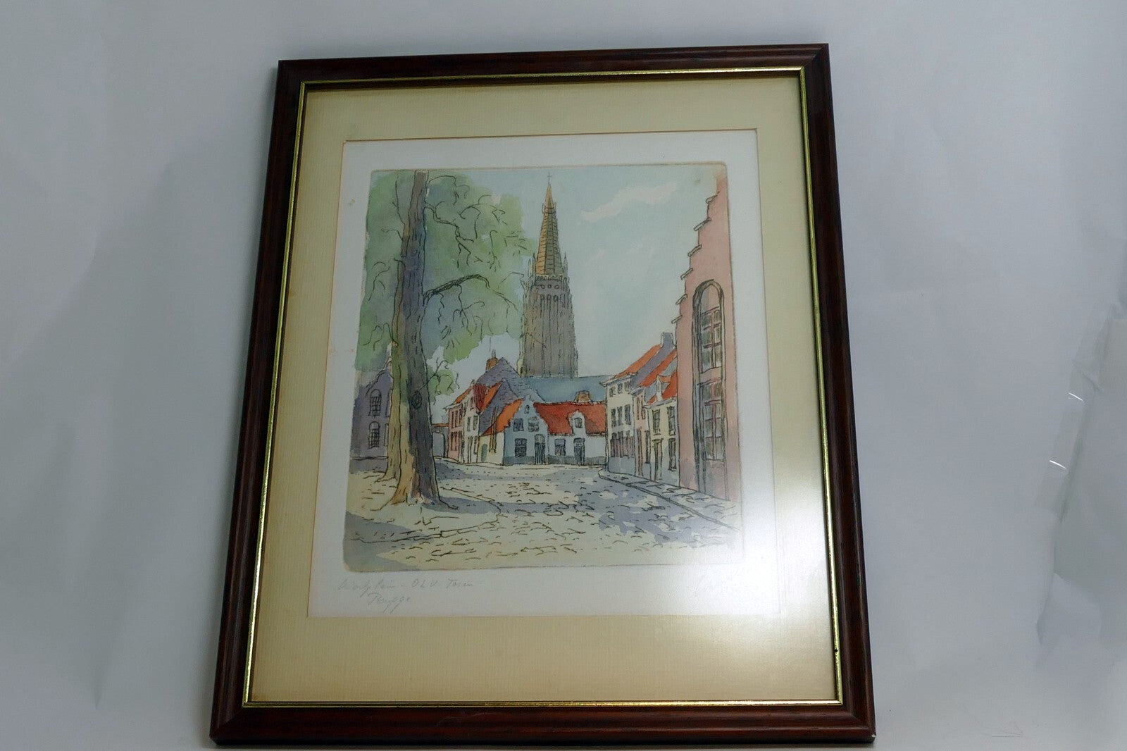 European village - PRINT Signed Numbered Framed 1986