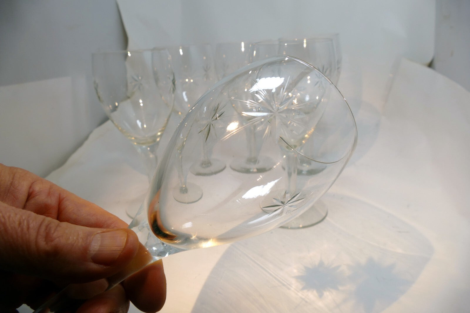 Tiffin-Franciscan Six Point Star Wine Glass Goblet  718403 set of 6 lot twinkle