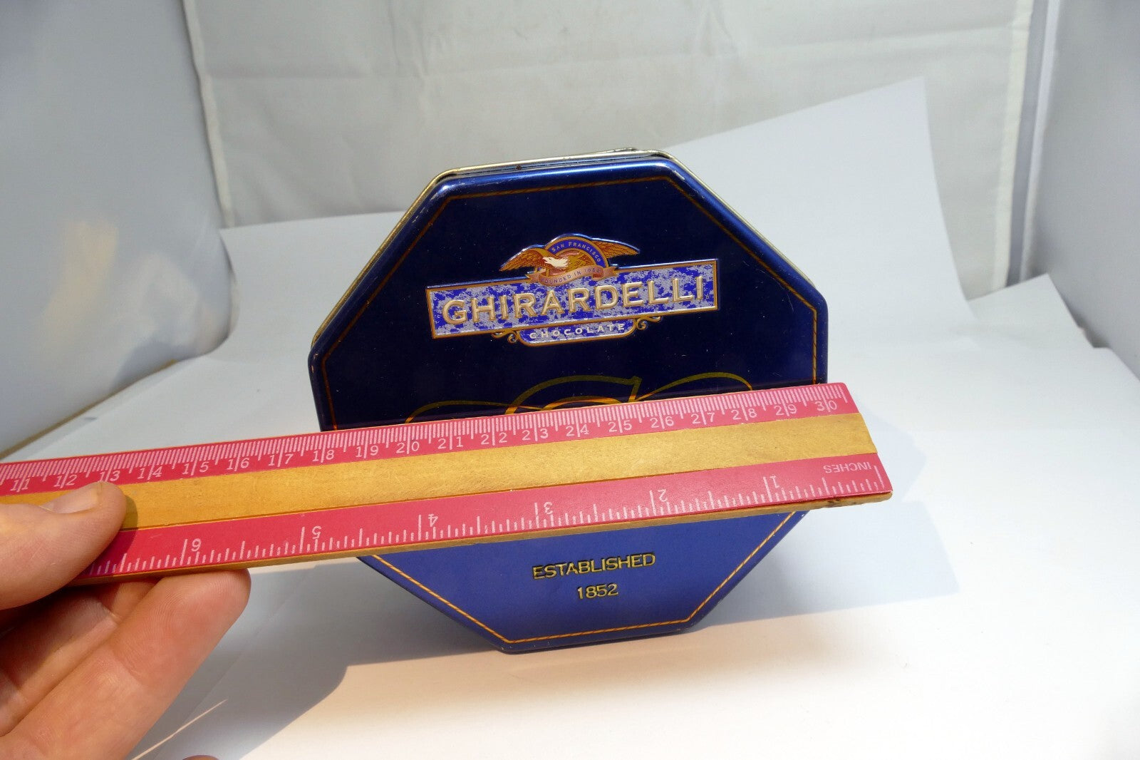 Metal Empty Tin/Container Ghirardelli Milk  Chocolate 5X5 octagonal