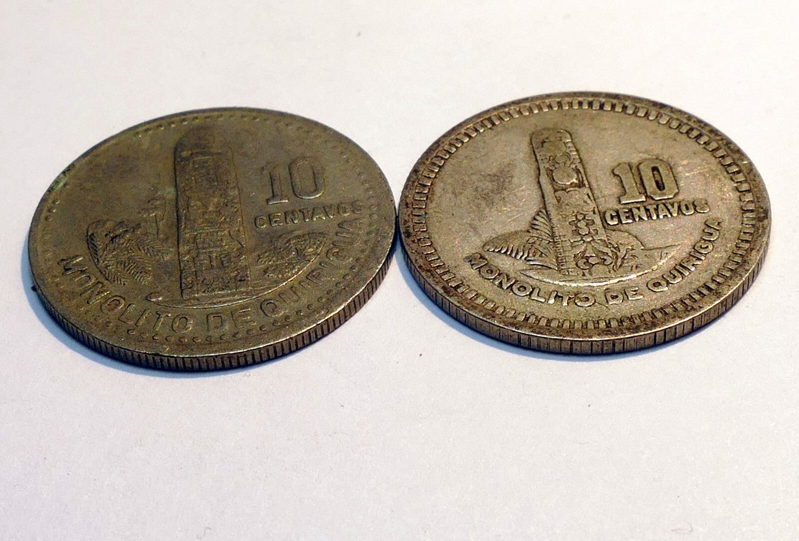 10 Centavos Guatemala, 72%SILVER pack of two lot 1987 1951 coins