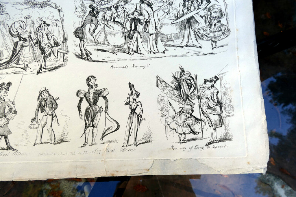 Old WAY'S & NEW WAY'S No 1 HENRY HEATH CARICATURE PRINT 1840 Victorian