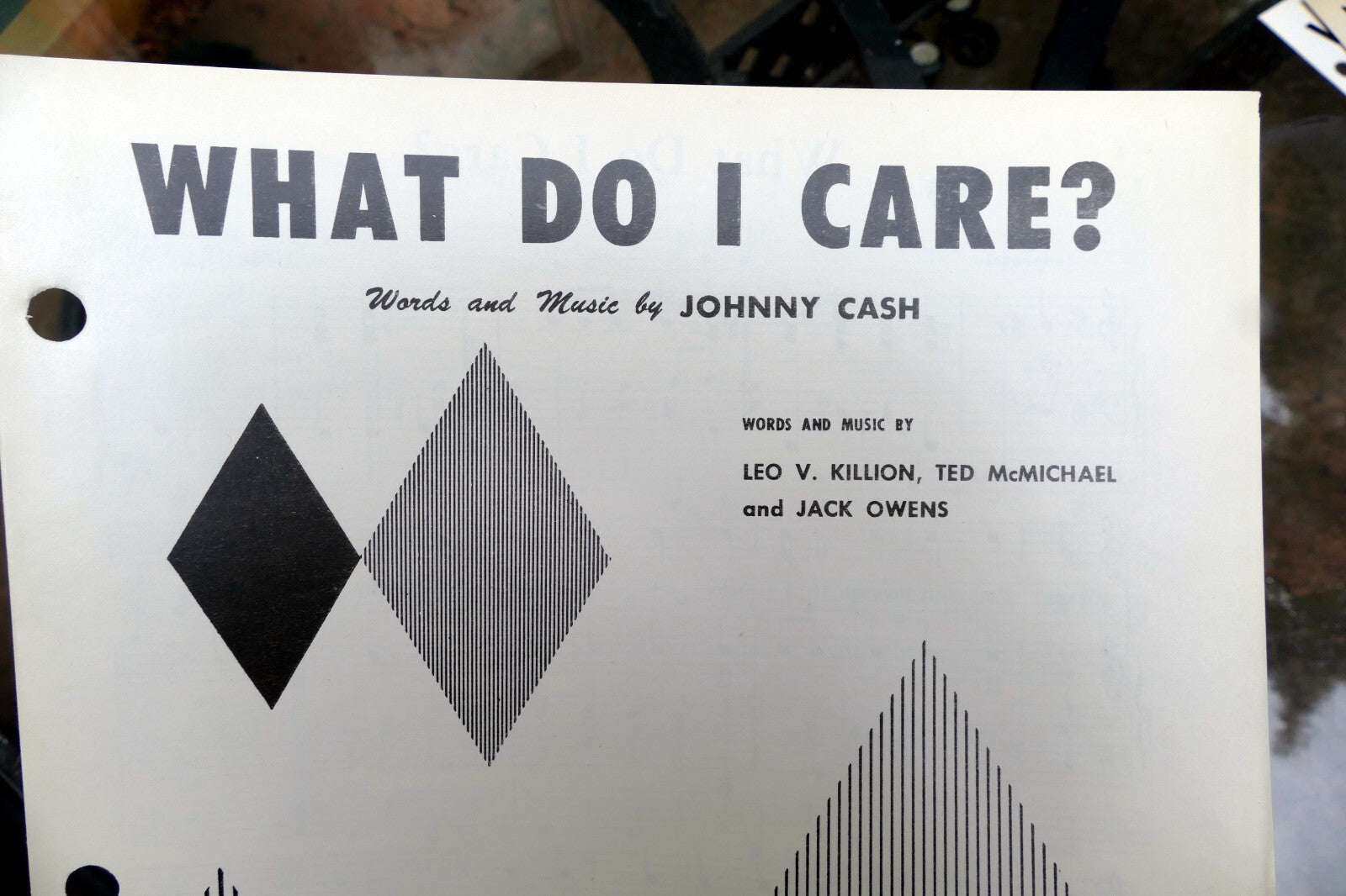 What do i care? 1958 sheet music johnny cash killion mcmichael owens