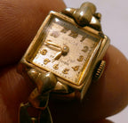 Gruen precision ladies watch 10k rgp bezel square art deco   not working as is