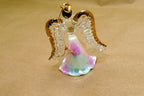 Spun Glass Crystal Christmas Ornament  Angel Gold with trumpet