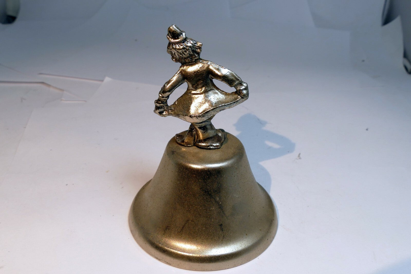 2" metal Bell Diner with clown hand held handle Pewter metal stand