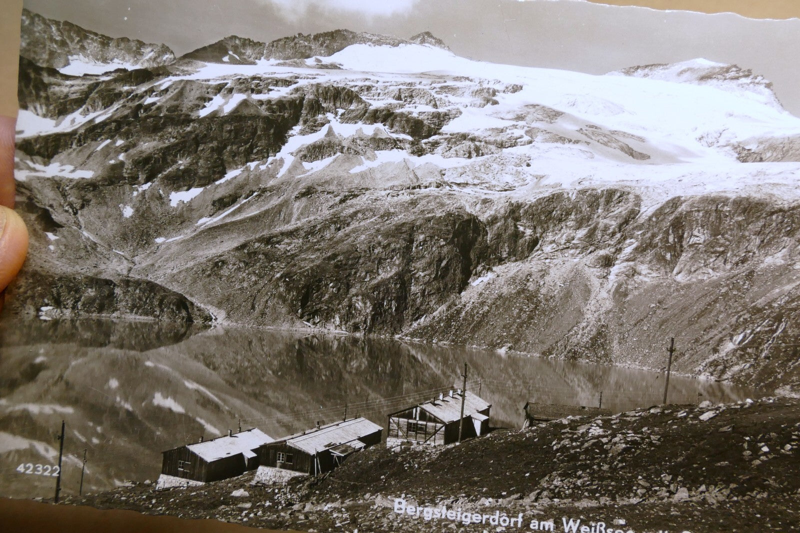 Weißsee mit sonnblickkees postcard black & white austria 1930's   unposted