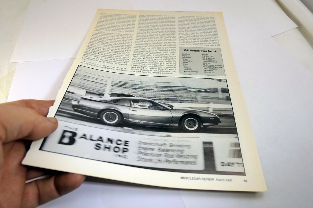 Pontiac 1LE Trans Am Street Fighter Advertisement Ad Magazine clipping Musclecar