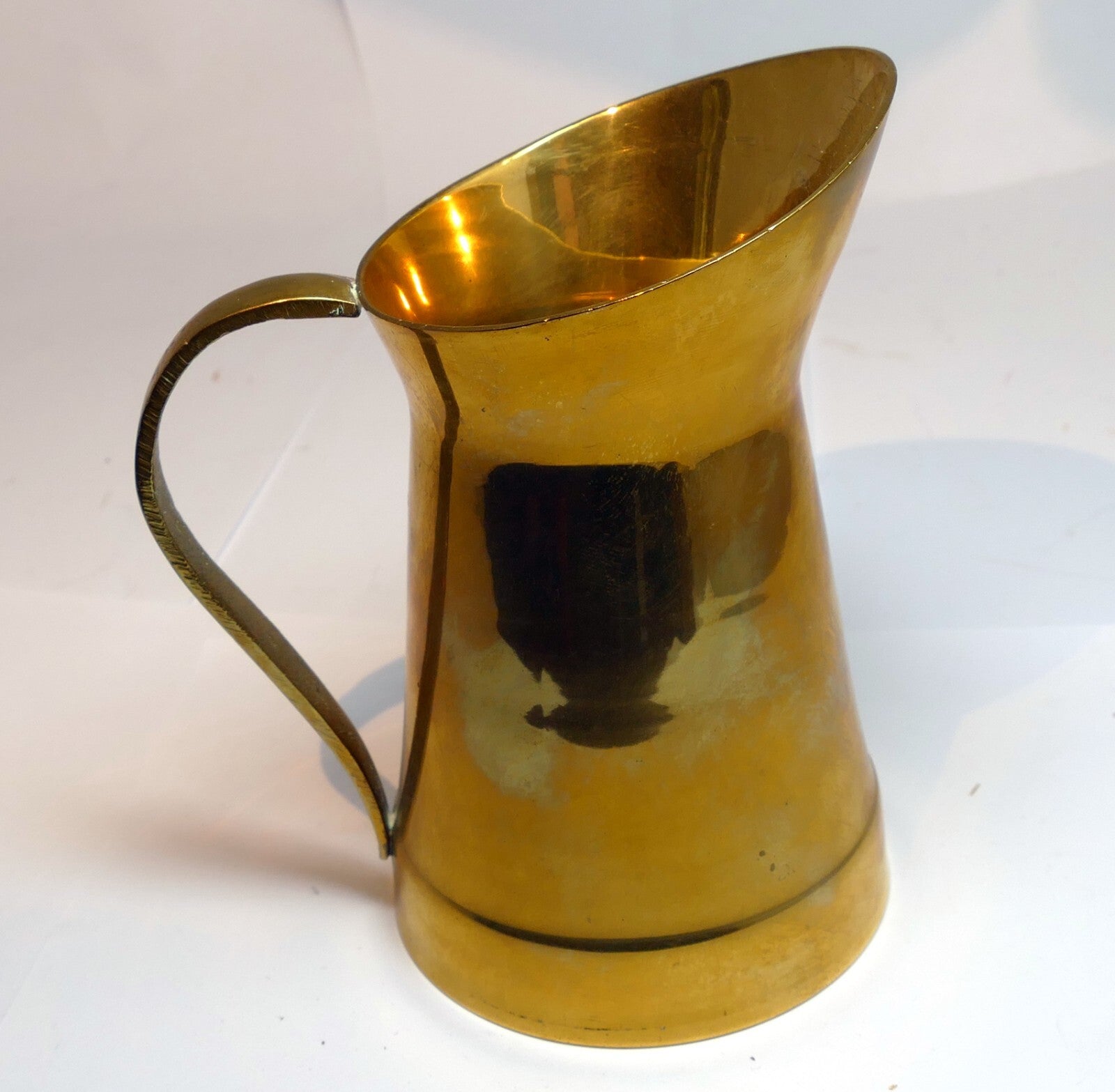 Vintage small brass pitcher with handle 5" tall creamer size small