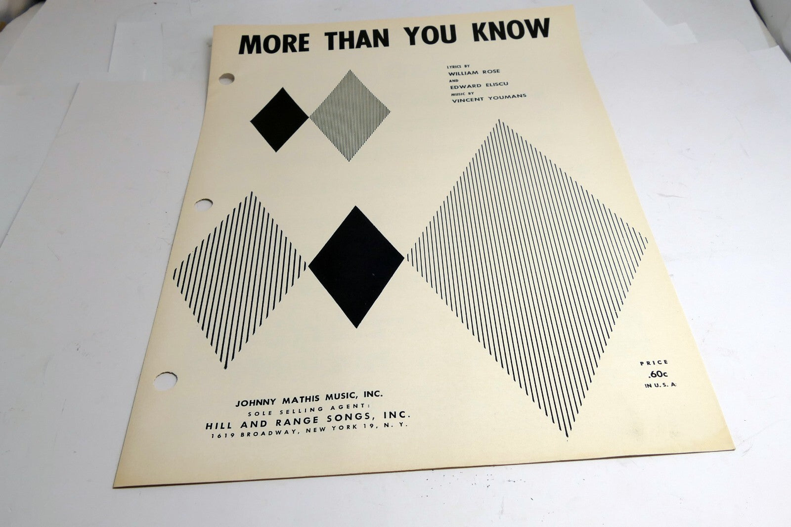 More Than You Know  Rose Eliscu Vincent Youmans   1956 Sheet Music
