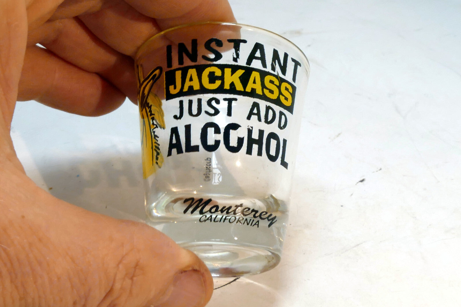 Instant JACKASS just add Alcohol Monterey California USA Shot Glass Souvenir