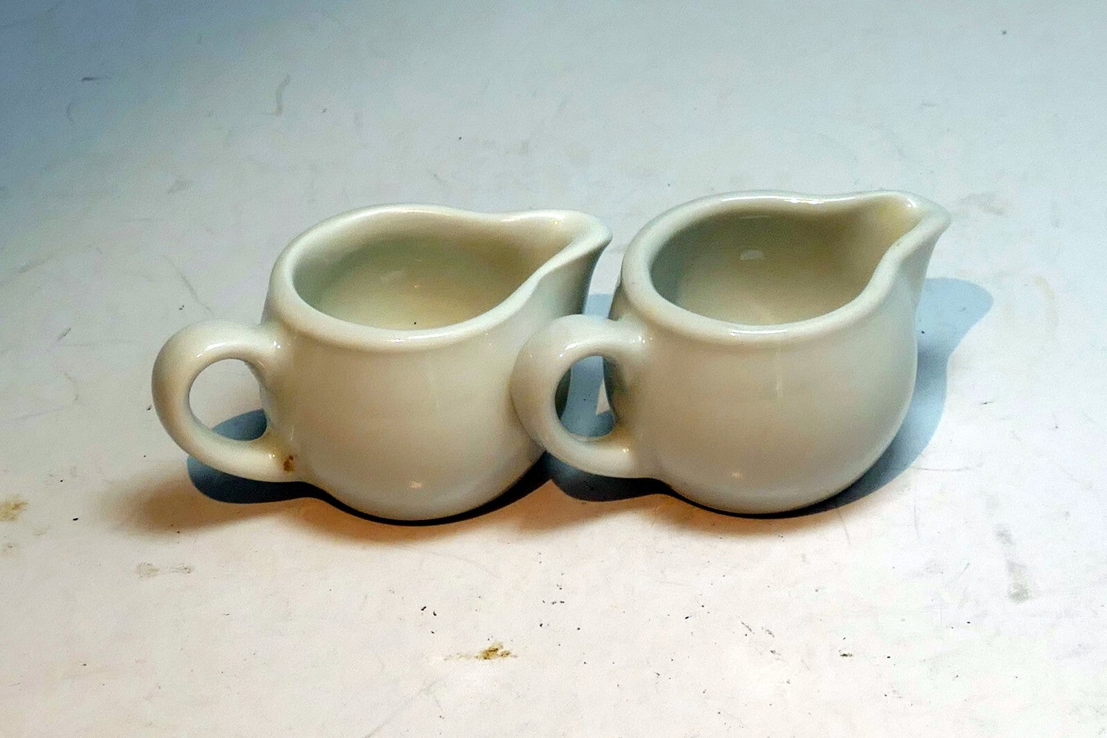 German Schonwald Miniature  3cm tall White Milk Creamer Pitcher Set Of two
