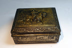 Metal Jewelry Cigarette Tobacco Box JAPAN Soldier w/ rifle musket horse Trinket