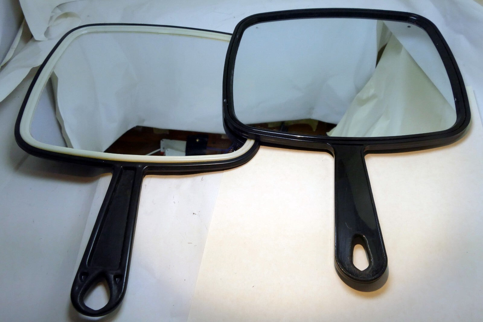 Hand held mirror extra large for barber lady makeup 7x8" used set of two 2 pack