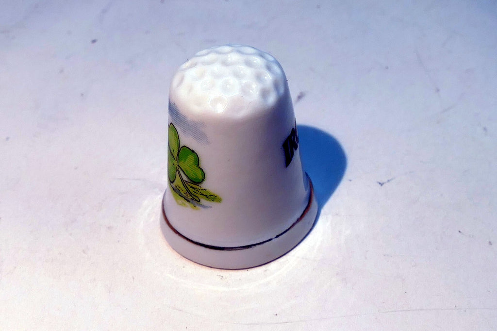 Porcelain Thimble Souvenir Ireland Shamrock  Clover