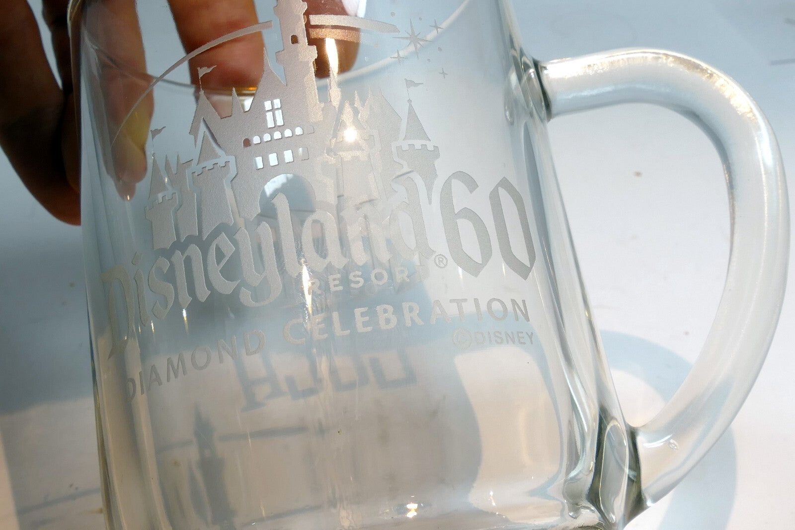 Diamond Celebration Disneyland 60th Anniversary Stein Mug Heavy Glass Disney