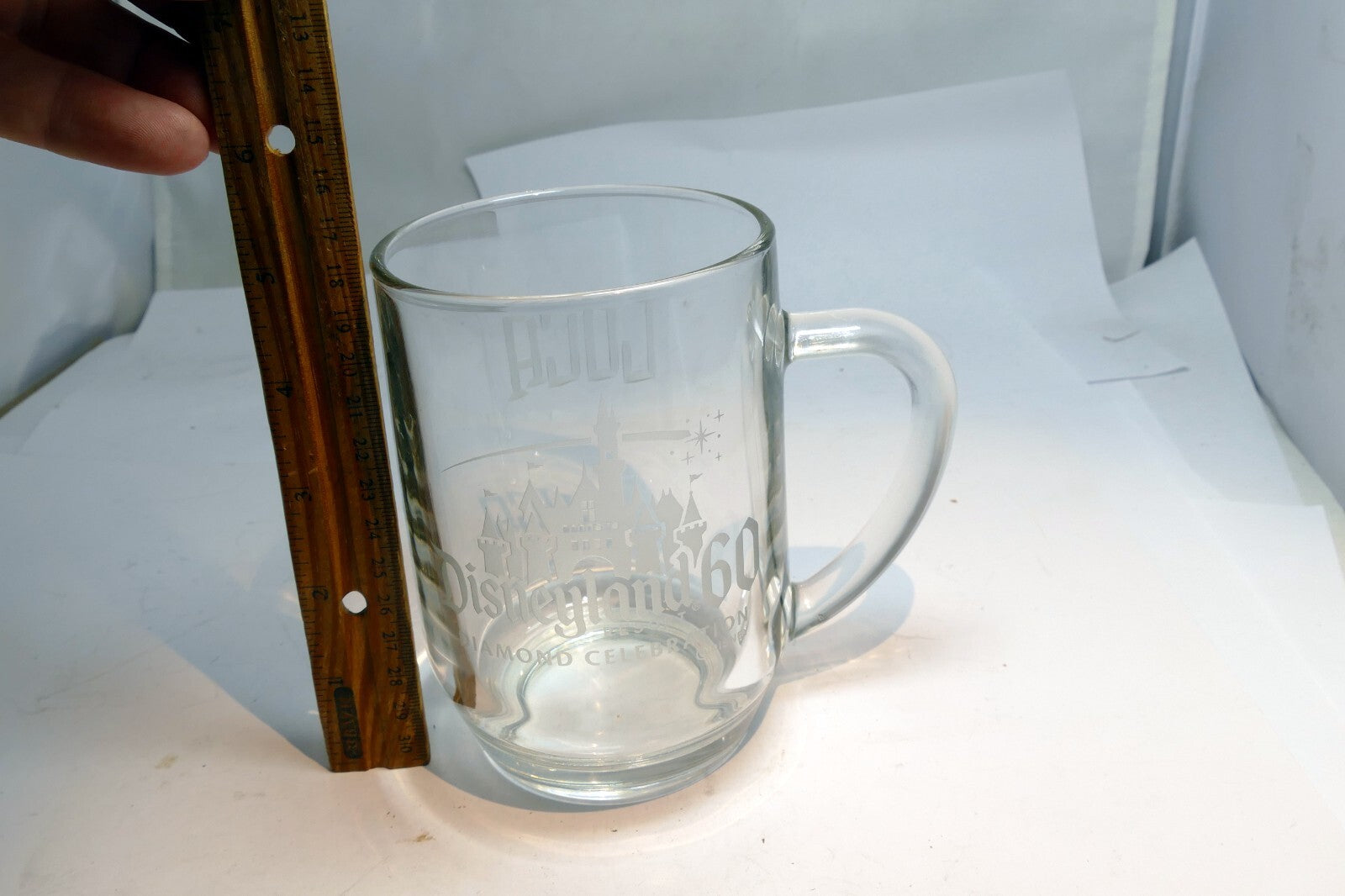 Diamond Celebration Disneyland 60th Anniversary Stein Mug Heavy Glass Disney