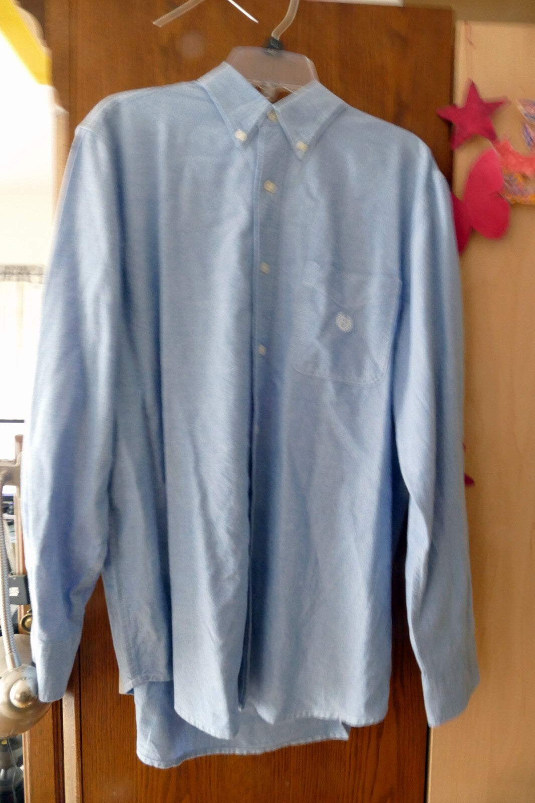 Chaps Denim Jean Shirt Size Large 100% Cotton w/ Crest 90’s- Y2K
