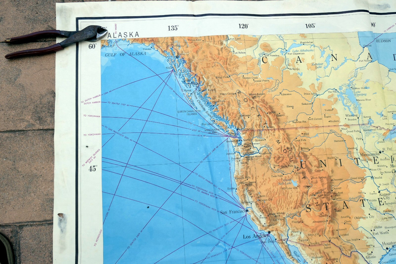 NORTH AMERICA ATLANTIC OCEAN - 40X56" extra Large MAP