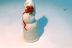 Thimble Souvenir white cat red bow porcelain feline