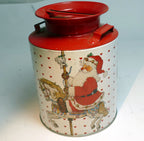 Metal tin christmas round serving cookie jar container santa carousel giordano