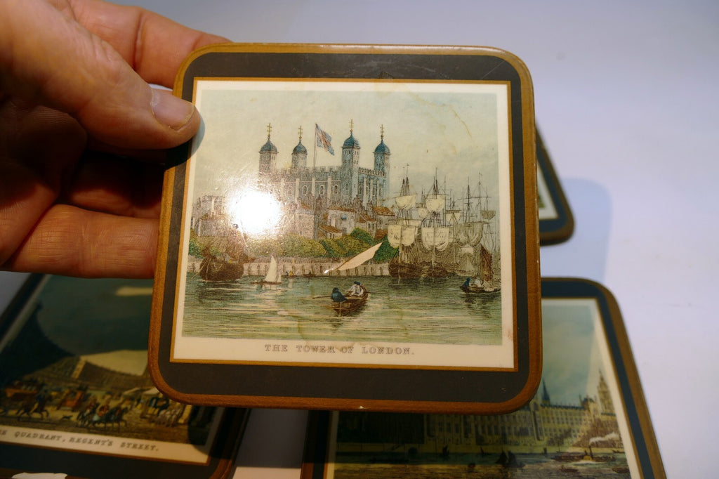 Pimpernel Beverage Coasters Tourist spots England Set of 5 Square 4" Parliament