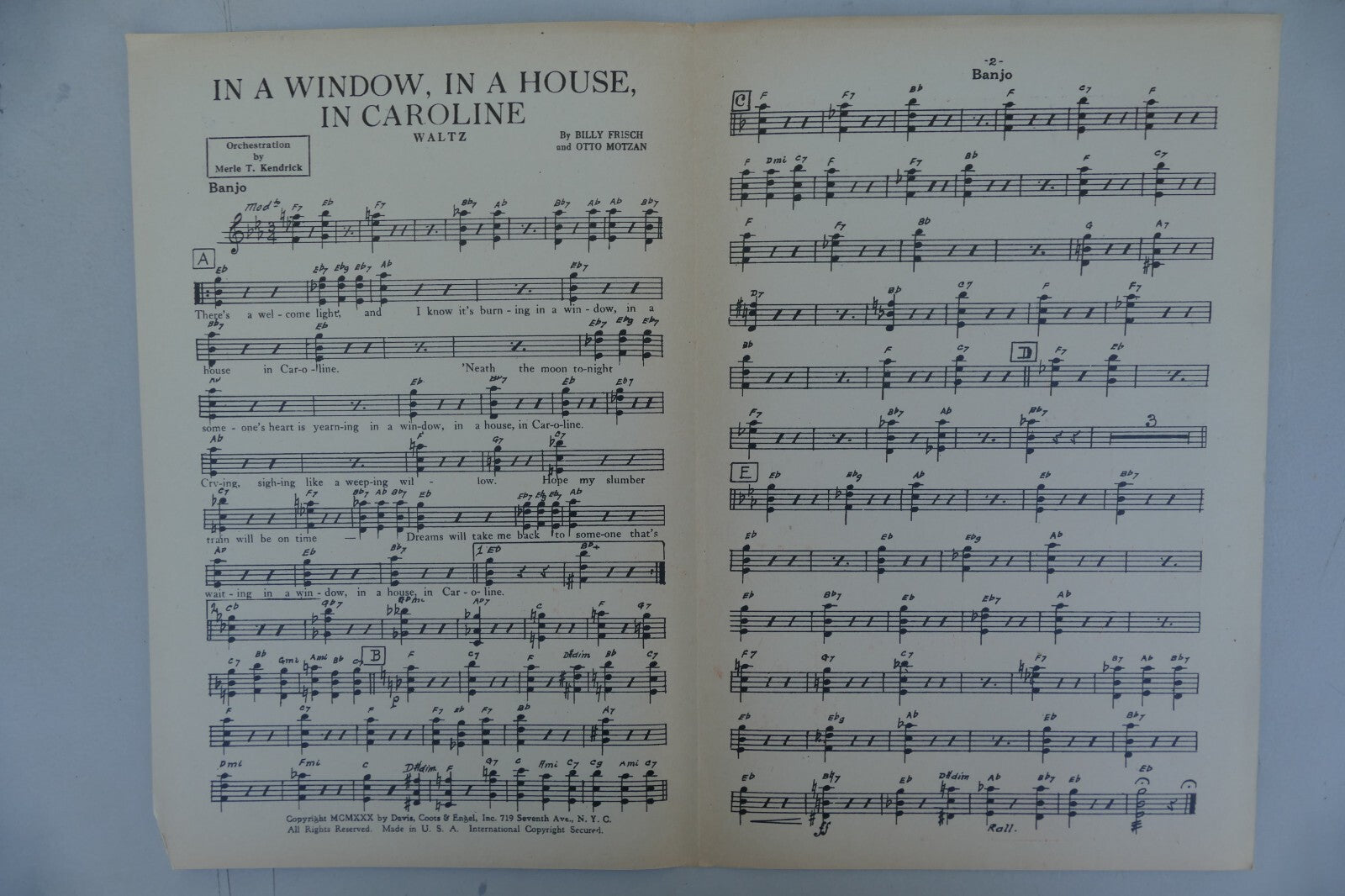 In a window, in a house, in Caroline 1930 by Billy Frisch and Otto Motzan