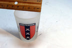 Vintage Amsterdam Shot Frosted Glass 1.5 oz with marihuana leath