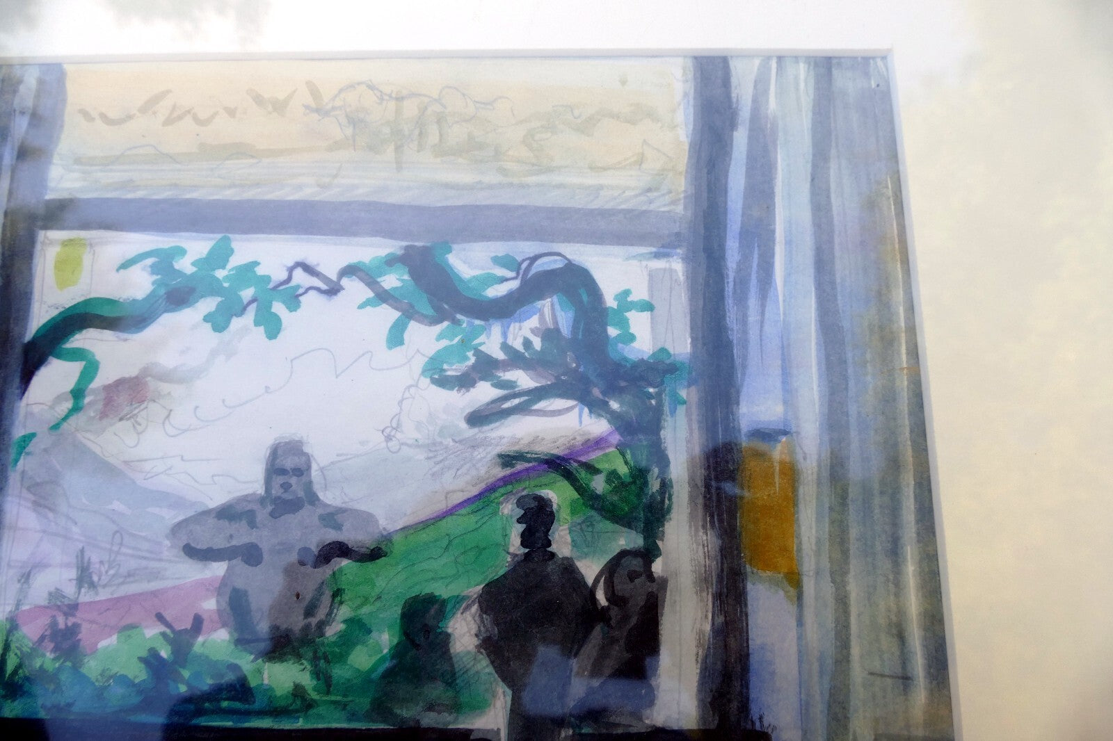 NY Museum of Natural History  original watercolor painting 1980 signed by  J.R.